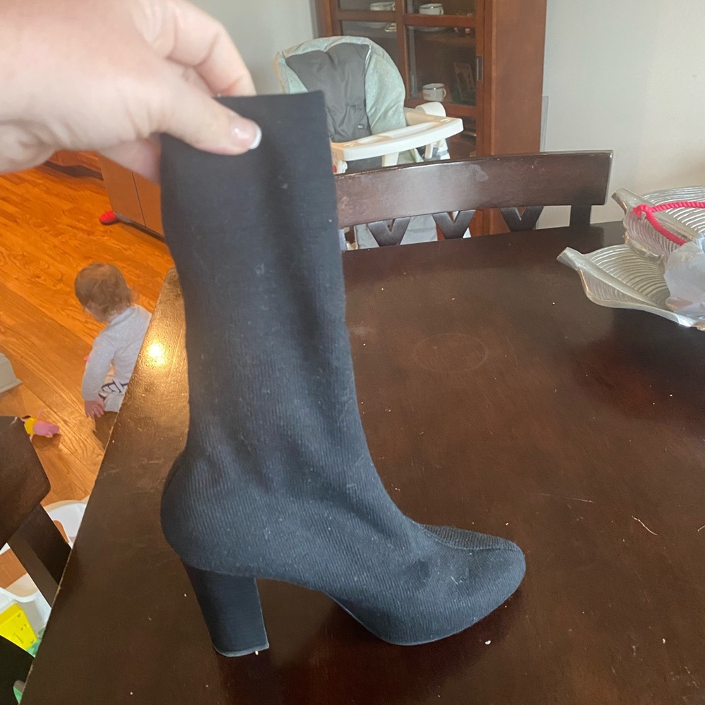 Carlos Santana black WOMENS knit high heel boots